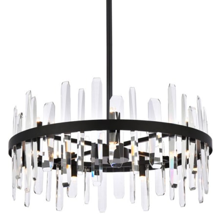 Elegant Lighting Serena 14 Light 25" Wide Crystal Drum Chandelier with Clear Crystal Accents Black