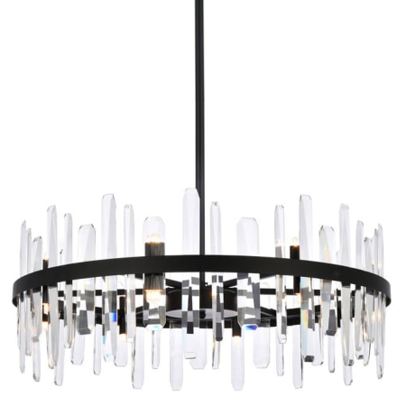 Elegant Lighting Serena 16 Light 32" Wide Crystal Drum Chandelier with Clear Crystal Accents Black