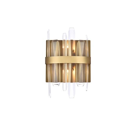 Elegant Lighting Serena 2 Light 12" Tall Bathroom Sconce with Clear Crystal Accents Satin Gold