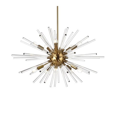 Elegant Lighting Sienna 10 Light 32" Wide Crystal Sputnik Chandelier with Clear Royal Cut Crystals Gold
