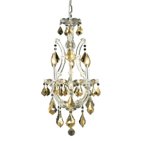 Elegant Lighting Maria Theresa 4 Light 12" Wide Crystal Chandelier with Golden Teak Royal Cut Crystals Chrome