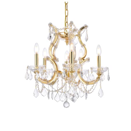 Elegant Lighting Maria Theresa 6 Light 20" Wide Crystal Chandelier with Clear Royal Cut Crystals Gold
