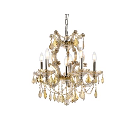 Elegant Lighting Maria Theresa 6 Light 20" Wide Crystal Chandelier with Golden Teak Royal Cut Crystals Golden Teak
