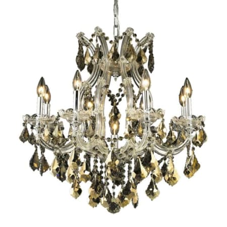 Elegant Lighting Maria Theresa 9 Light 26" Wide Crystal Chandelier with Golden Teak Royal Cut Crystals Chrome
