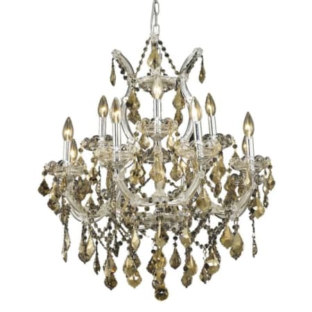 Elegant Lighting Maria Theresa 13 Light 27" Wide Crystal Chandelier with Golden Teak Royal Cut Crystals Chrome