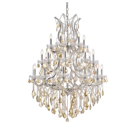 Elegant Lighting Maria Theresa 28 Light 38" Wide Crystal Chandelier with Golden Teak Royal Cut Crystals Chrome