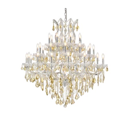 Elegant Lighting Maria Theresa 37 Light 44" Wide Crystal Chandelier with Golden Teak Royal Cut Crystals Chrome