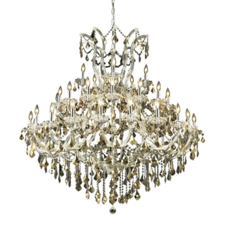 Elegant Lighting Maria Theresa 41 Light 52" Wide Crystal Chandelier with Golden Teak Royal Cut Crystals Chrome