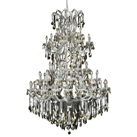 Elegant Lighting Maria Theresa 61 Light 54" Wide Crystal Chandelier with Golden Teak Royal Cut Crystals Chrome
