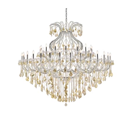Elegant Lighting Maria Theresa 49 Light 72" Wide Crystal Chandelier with Golden Teak Royal Cut Crystals Chrome