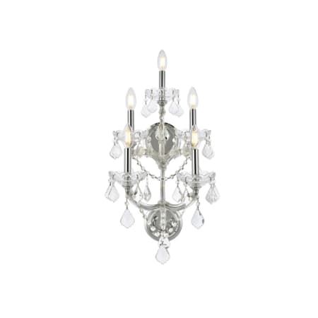 Elegant Lighting Maria Theresa 5 Light 30" Tall Wall Sconce with Clear Royal Cut Crystals Chrome