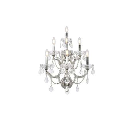 Elegant Lighting Maria Theresa 7 Light 27" Tall Wall Sconce with Clear Royal Cut Crystals Chrome