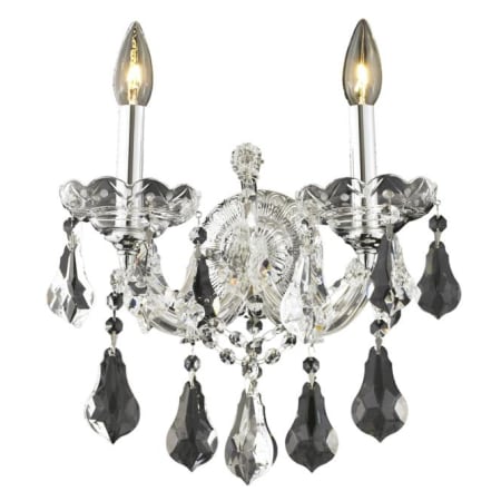 Elegant Lighting Maria Theresa 2 Light 16" Tall Wall Sconce with Clear Royal Cut Crystals Chrome