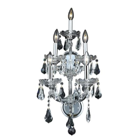 Elegant Lighting Maria Theresa 5 Light 25" Tall Wall Sconce with Clear Royal Cut Crystals Chrome