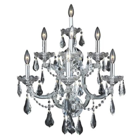 Elegant Lighting Maria Theresa 7 Light 27" Tall Wall Sconce with Clear Royal Cut Crystals Chrome