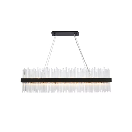 Elegant Lighting Dallas 28 Light 48" Wide Crystal Linear Chandelier with Clear Crystal Accents Black