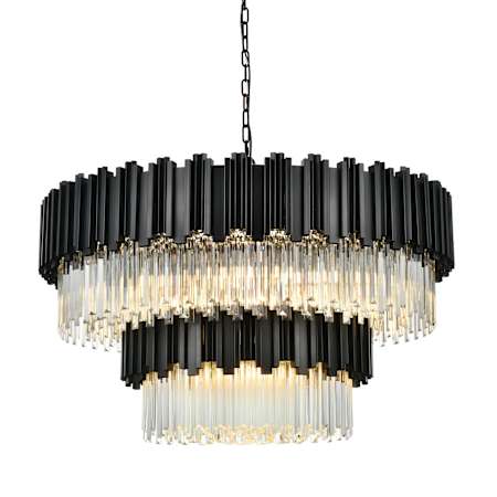 Elegant Lighting Willow 16 Light 40" Wide Waterfall Chandelier Black