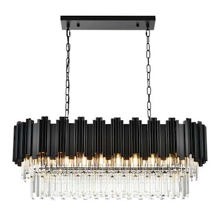 Elegant Lighting Willow 9 Light 36" Wide Linear Chandelier Black