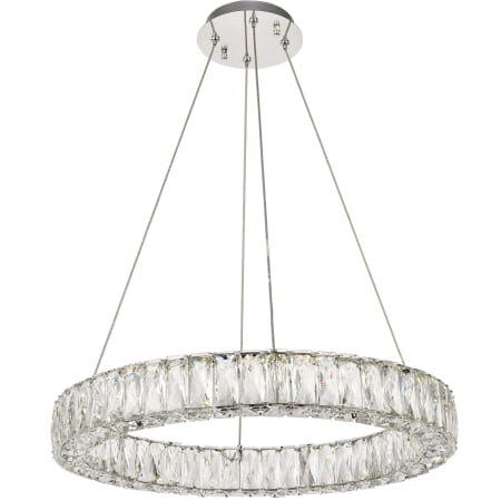 Elegant Lighting Monroe 24" Wide LED Crystal Ring Chandelier with Clear Royal Cut Crystals Chrome
