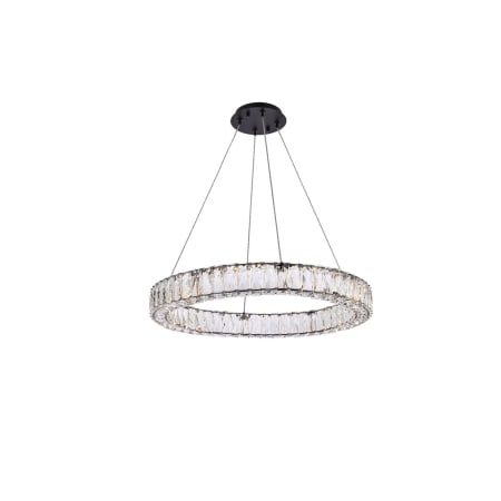 Elegant Lighting Monroe 26" Wide LED Crystal Ring Chandelier with Clear Crystal Accents Black