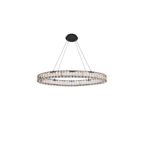Elegant Lighting Monroe 36" Wide LED Crystal Linear Chandelier with Clear Crystal Accents Black