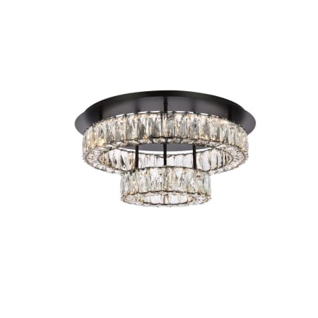 Elegant Lighting Monroe 22" Wide LED Semi-Flush Ceiling Fixture with Clear Crystal Accents Black