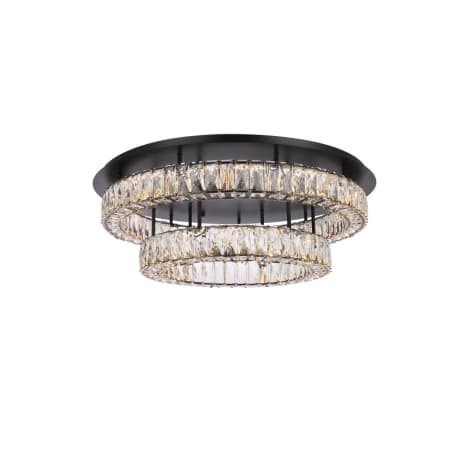 Elegant Lighting Monroe 30" Wide LED Semi-Flush Ceiling Fixture with Clear Crystal Accents Black