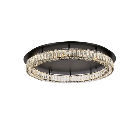 Elegant Lighting Monroe 34" Wide LED Semi-Flush Ceiling Fixture with Clear Royal Cut Crystals Black