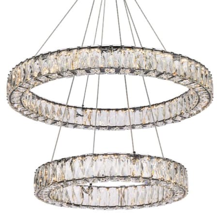 Elegant Lighting Monroe 28" Wide LED Crystal Ring Chandelier with Clear Crystal Accents Black