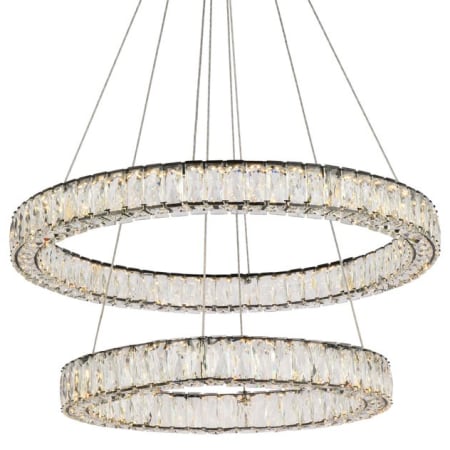 Elegant Lighting Monroe 2 Light 32" Wide LED Crystal Ring Chandelier with Clear Royal Cut Crystals Black