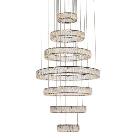 Elegant Lighting Monroe 7 Light 34" Wide LED Crystal Ring Chandelier with Clear Royal Cut Crystals Black