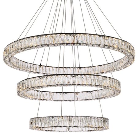 Elegant Lighting Monroe 41" Wide LED Crystal Ring Chandelier with Clear Crystal Accents Black