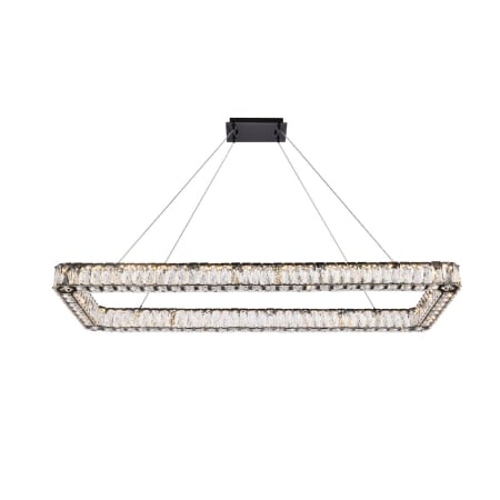 Elegant Lighting Monroe 50" Wide LED Crystal Linear Chandelier with Clear Crystal Accents Black