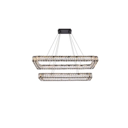Elegant Lighting Monroe 42" Wide LED Crystal Linear Chandelier with Clear Crystal Accents Black