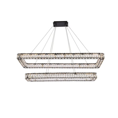 Elegant Lighting Monroe 50" Wide LED Crystal Linear Chandelier with Clear Crystal Accents Black