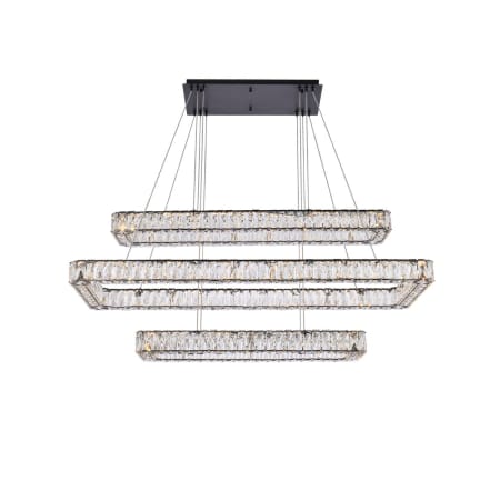 Elegant Lighting Monroe 50" Wide LED Crystal Linear Chandelier with Clear Crystal Accents Black