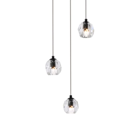 Elegant Lighting Eren 3 Light 12" Wide Crystal Multi Light Pendant Black
