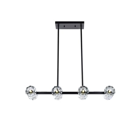 Elegant Lighting Eren 8 Light 31" Wide Crystal Linear Pendant Black