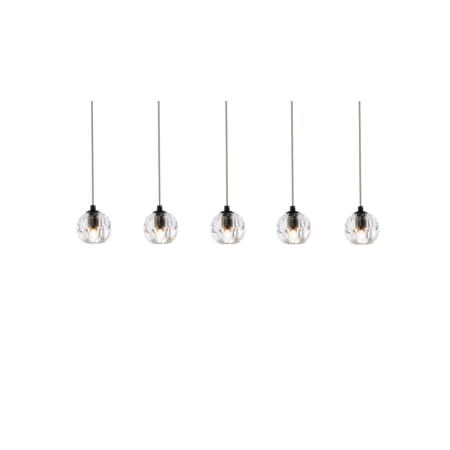 Elegant Lighting Eren 5 Light 32" Wide Crystal Linear Pendant Black