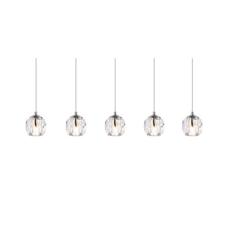 Elegant Lighting Eren 5 Light 32" Wide Crystal Linear Pendant Chrome