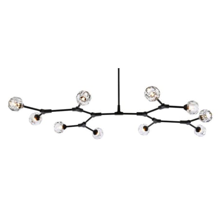Elegant Lighting Zayne 10 Light 35" Wide Multi Light Pendant Black / Clear