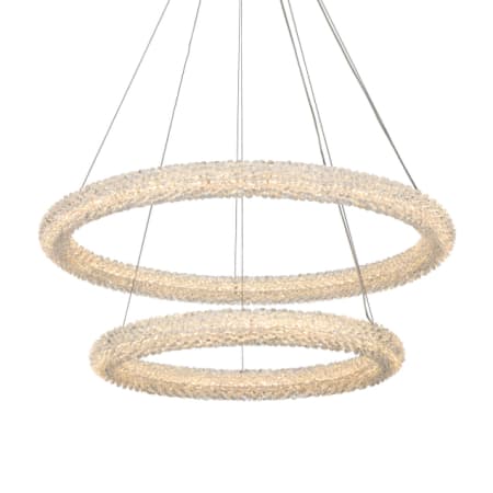 Elegant Lighting Bowen 32" Wide LED Crystal Ring Chandelier - 6720 Lumens Chrome
