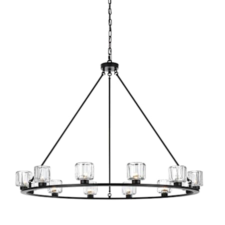 Elegant Lighting Cadence 12 Light 48" Wide Ring Chandelier Black