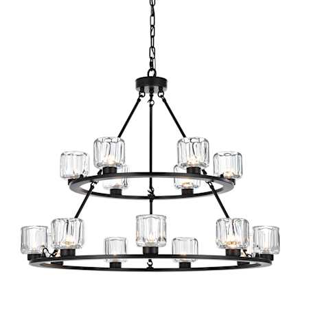 Elegant Lighting Cadence 15 Light 36" Wide Ring Chandelier Black
