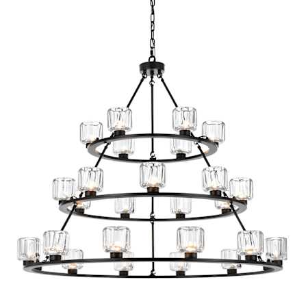 Elegant Lighting Cadence 27 Light 48" Wide Ring Chandelier Black