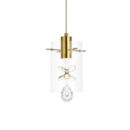 Elegant Lighting Hana 7" Wide LED Crystal Mini Pendant Gold