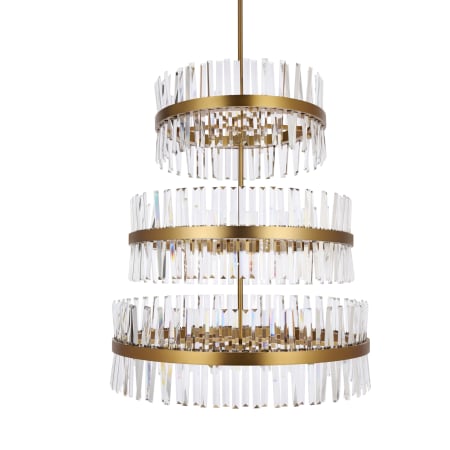 Elegant Lighting Serephina 46 Light 36" Wide Crystal Waterfall Chandelier Satin Gold