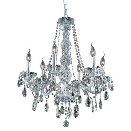 Elegant Lighting Verona 6 Light 24" Wide Crystal Chandelier with Golden Teak Royal Cut Crystals Chrome