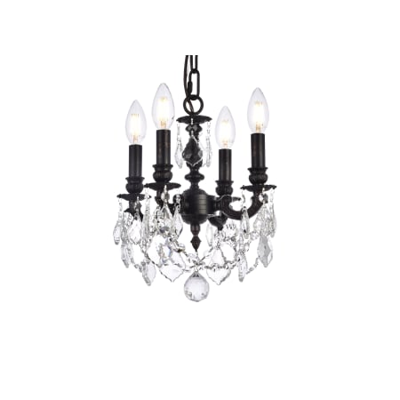 Elegant Lighting Lillie 4 Light 10" Wide Crystal Chandelier with Clear Royal Cut Crystals Dark Bronze
