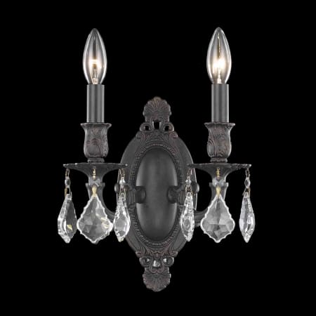 Elegant Lighting Rosalia 2 Light 11" Tall Wall Sconce with Clear Royal Cut Crystals Dark Bronze